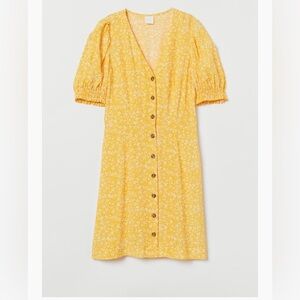 H&M yellow floral button up dress. Size XXS.